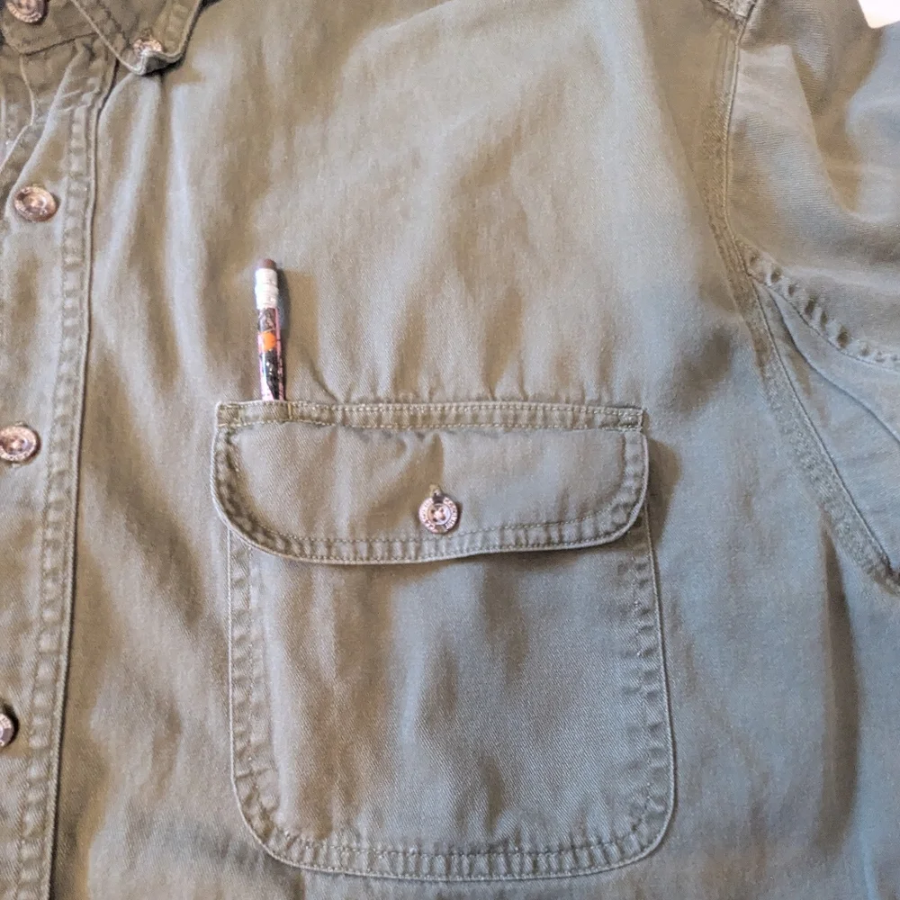 C.E. Schmidt Work Wear Army Green Cotton Button Down Collar LS Shirt Men's XL - Picture 5 of 10